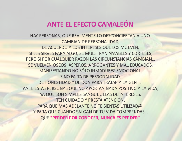 Ante el efecto camaleón Marzo 21 de 2011